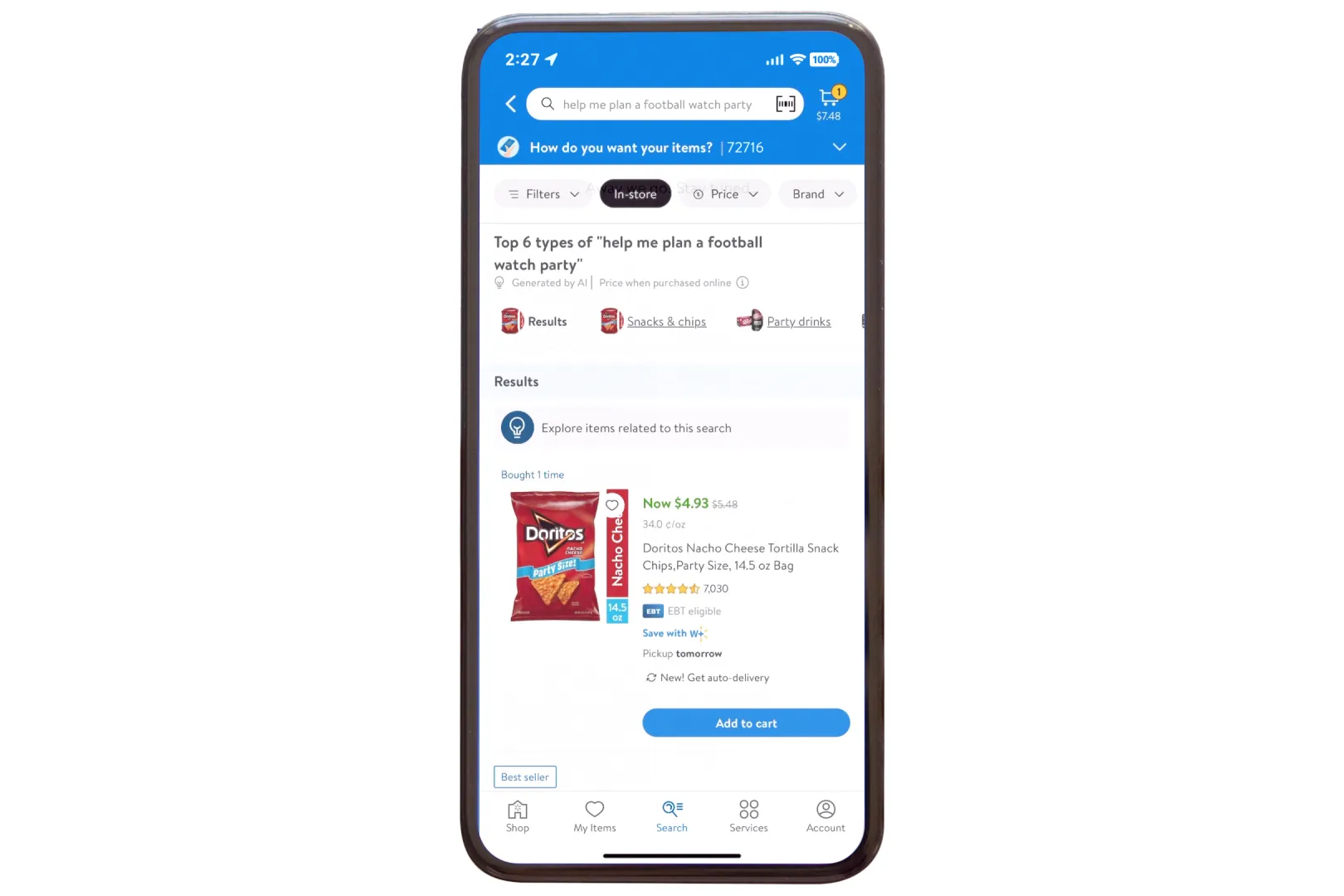 Walmart’s generative AI search tool.