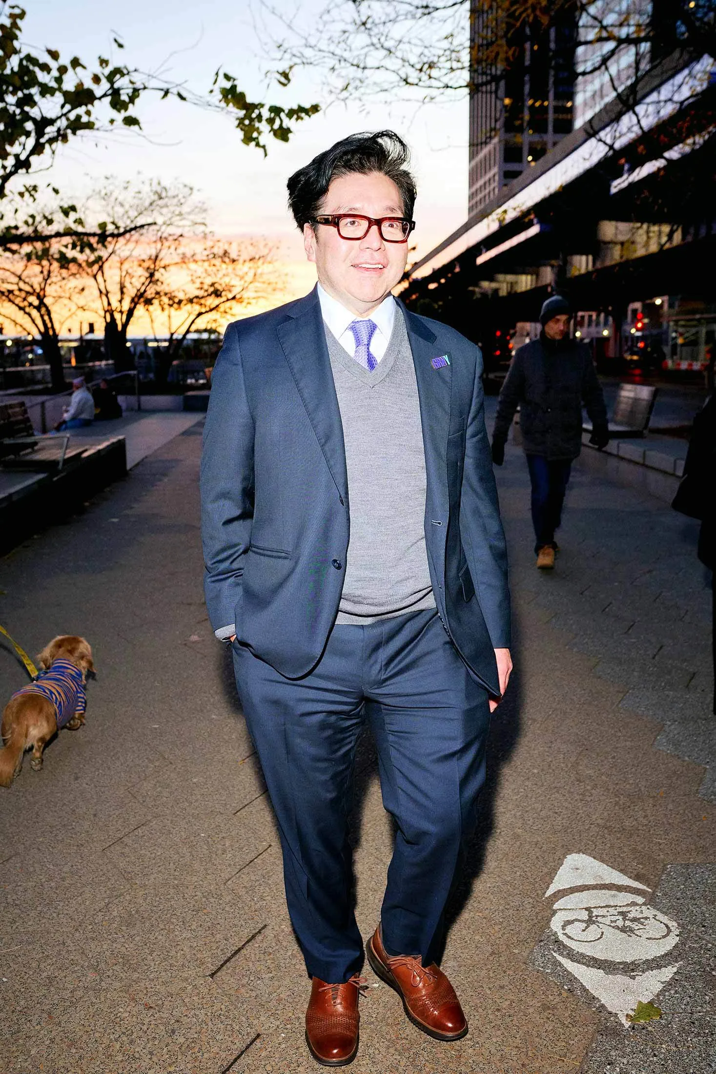 Tom Lee makes his way to the New York Stock Exchange earlier this month.