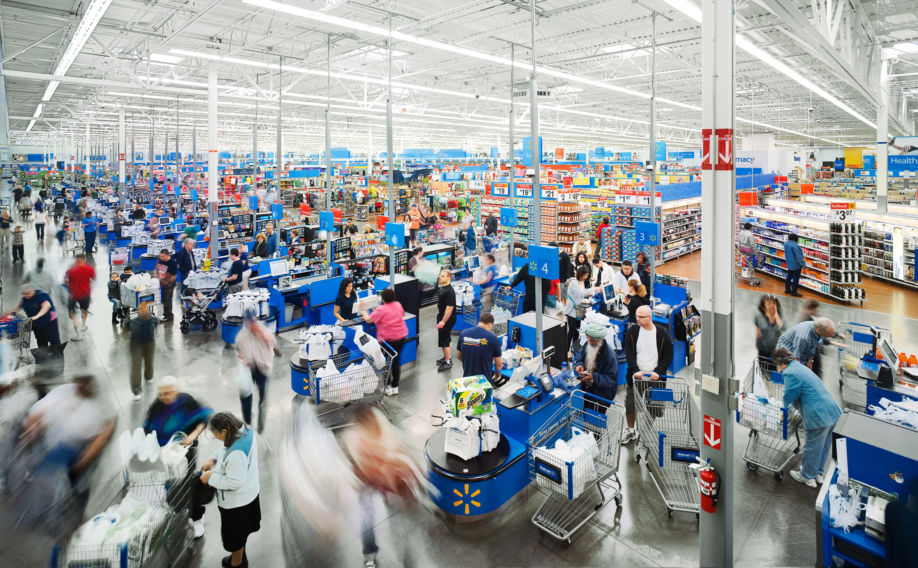 Checkout counters at a Wal-Mart in New Jersey.
