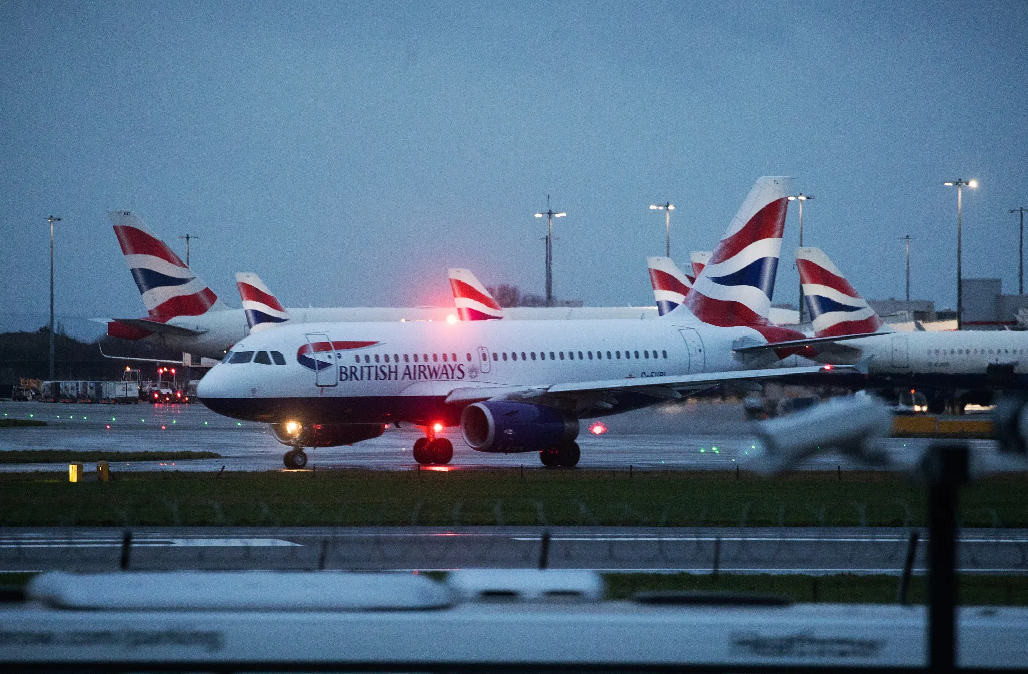 Aircraft operated by British Airways on the runway at London Heathrow Airport Ltd., Dec. 19.