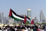 The Palestinian flag flies in Qatar.