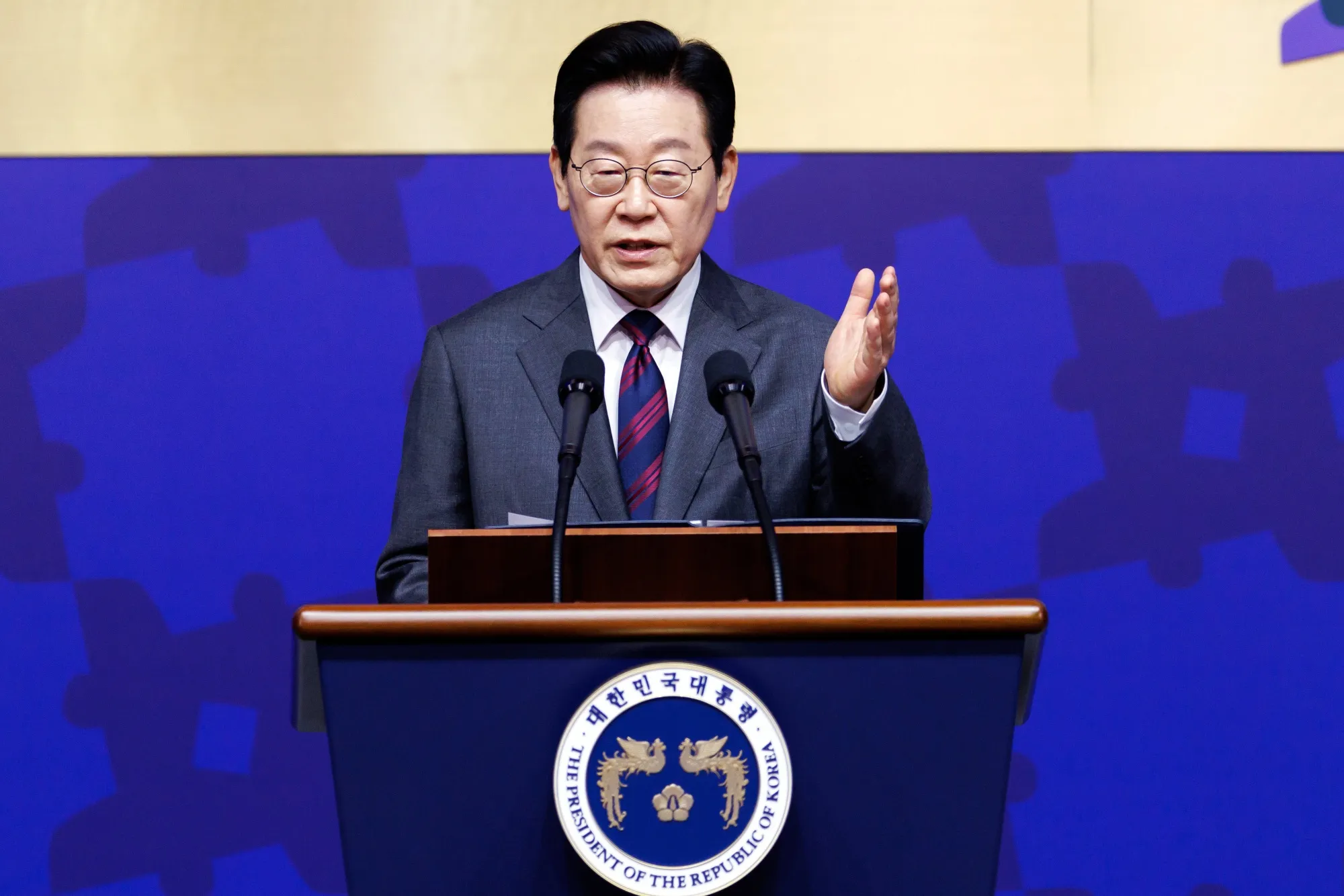 Lee Jae Myung in Gyeongju, South Korea, on Oct. 29.
