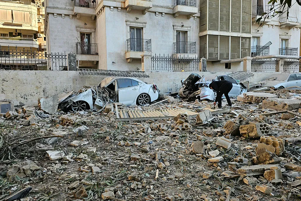 The wreckage&nbsp;after an Israeli air strike in the southern Beirut suburb of Haret Hreik, on March 2.