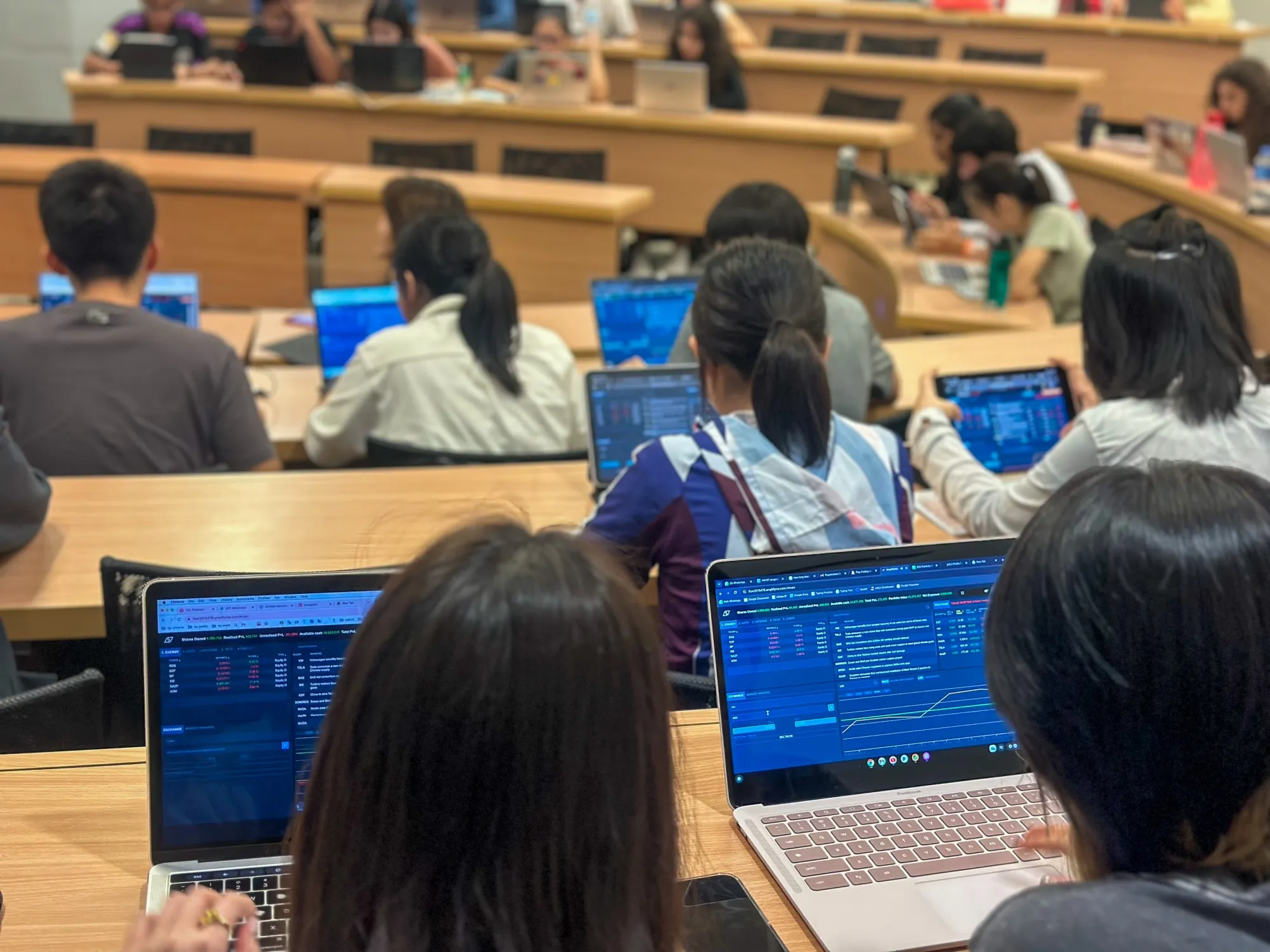 Students from various high schools in Hong Kong participate in AmplifyME Sales and Trading simulations in Hong Kong, China, on July 4.
