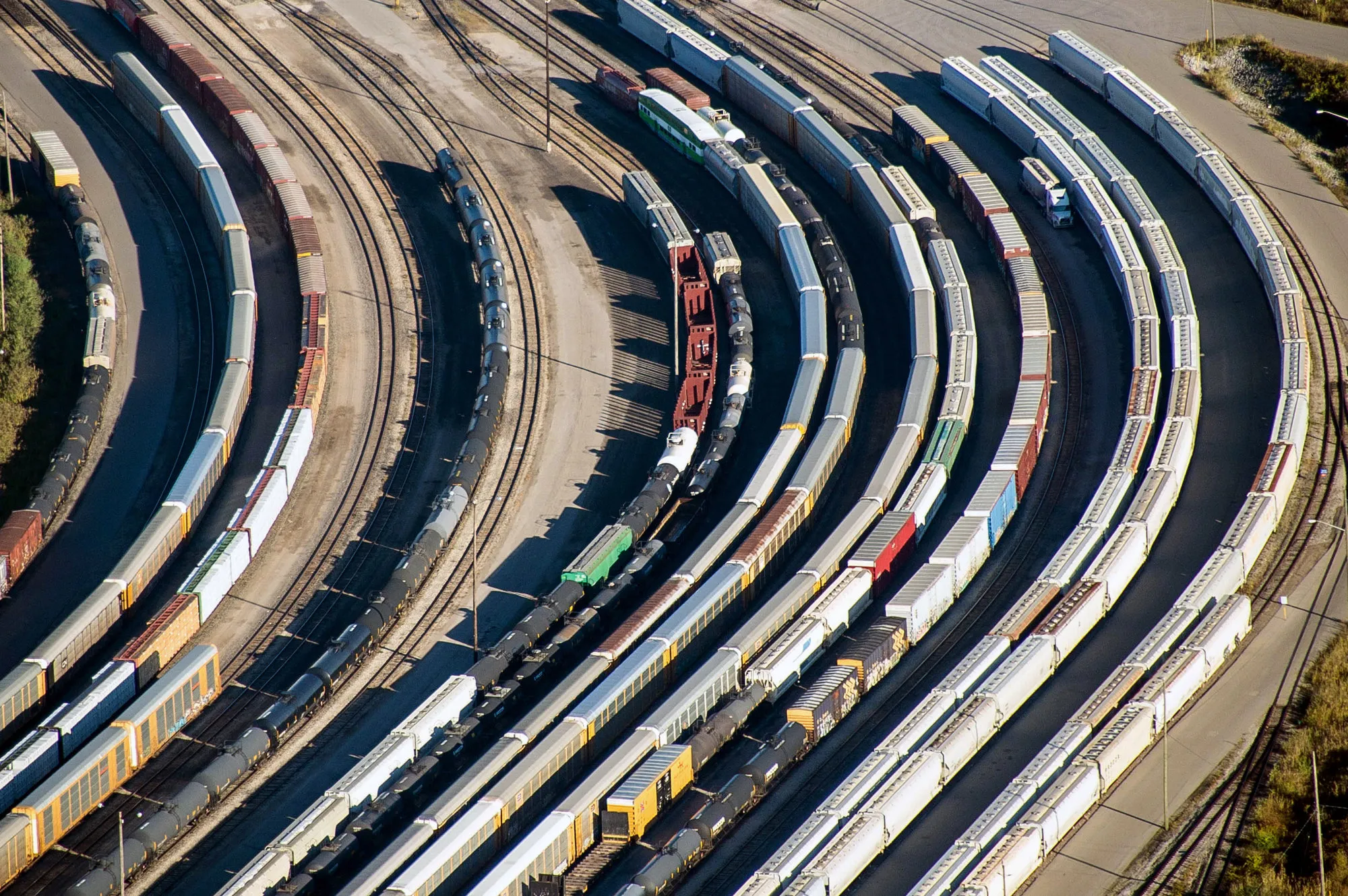 Aerial Views Of Rail Yards As Canada Trade Deficit Widens