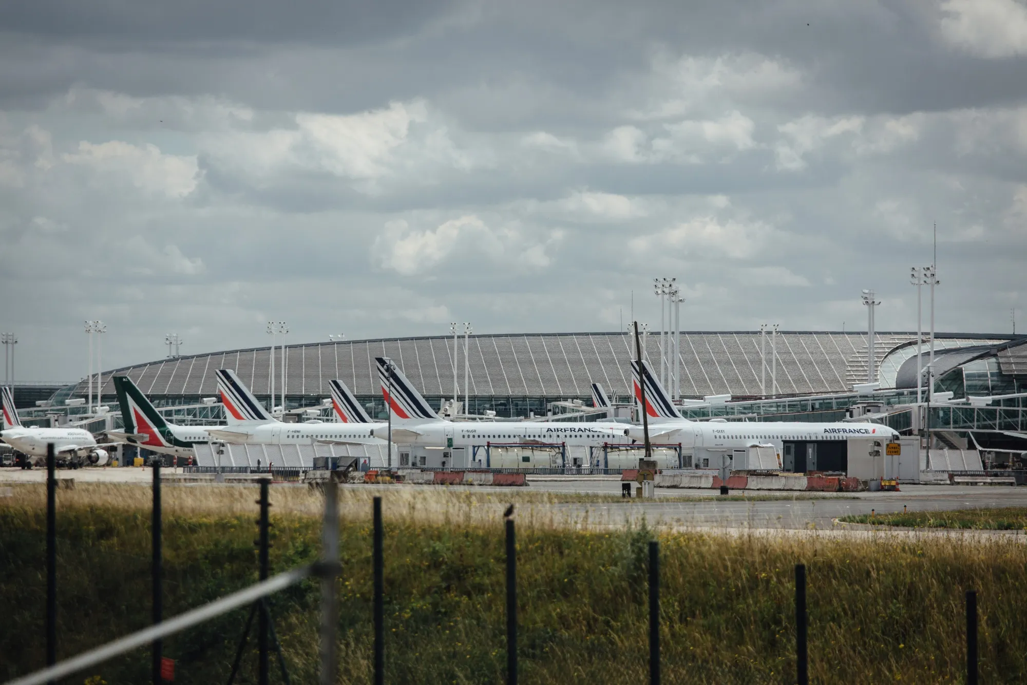 Passenger aircraft operated by Air France-KLM stand on the tarmac at Charles de Gaulle airport in Roissy, France, on&nbsp;July 3.