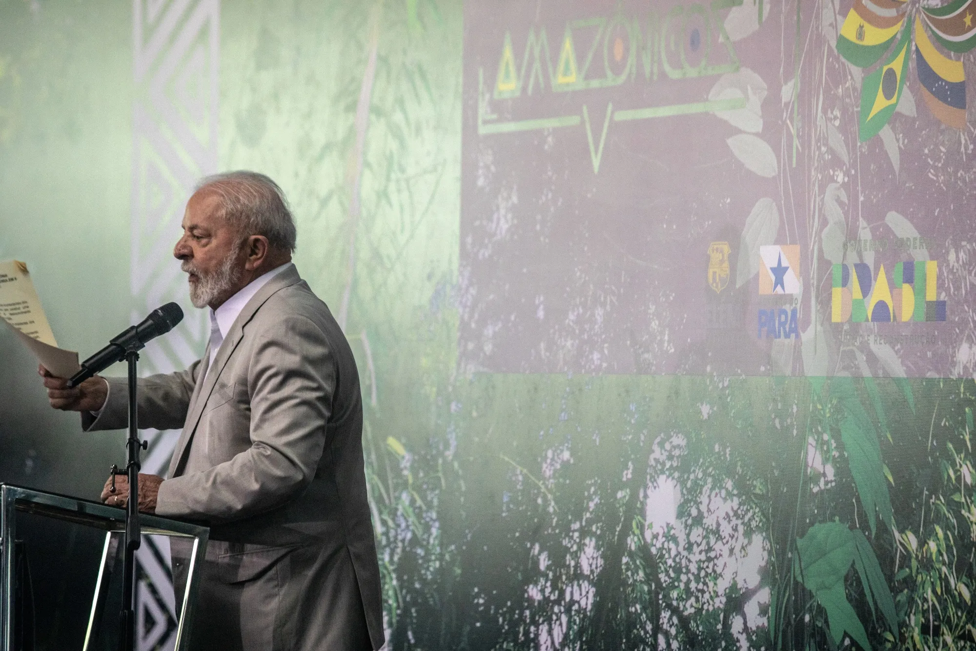 Luiz Inacio Lula da Silva&nbsp;during a news conference at the Amazon Summit in Belem, on Aug. 9.