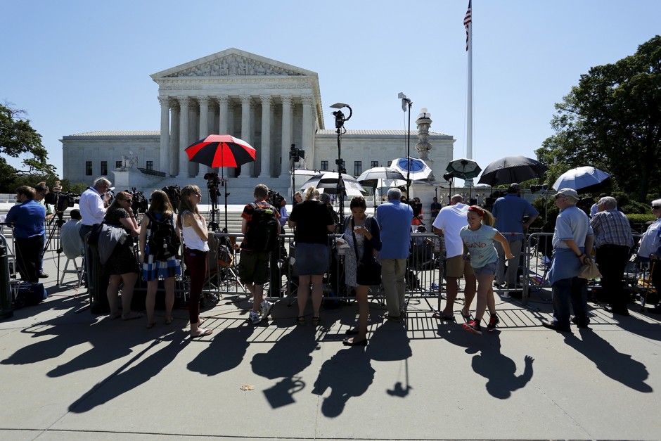 Outside the U.S. Supreme Court Building after Monday's ruling on the implementation of EPA mercury pollution regulations.