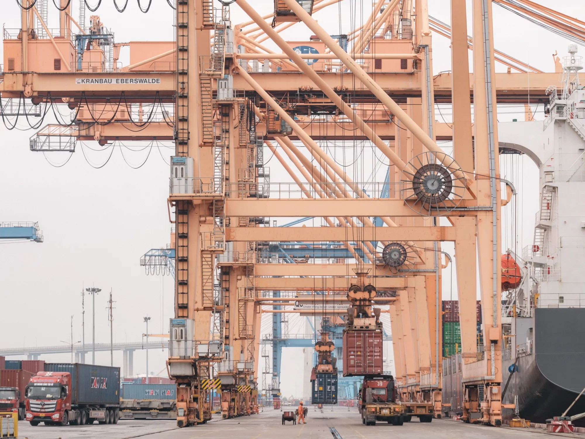 Gantry cranes&nbsp;at Haiphong Port in Haiphong, Vietnam.