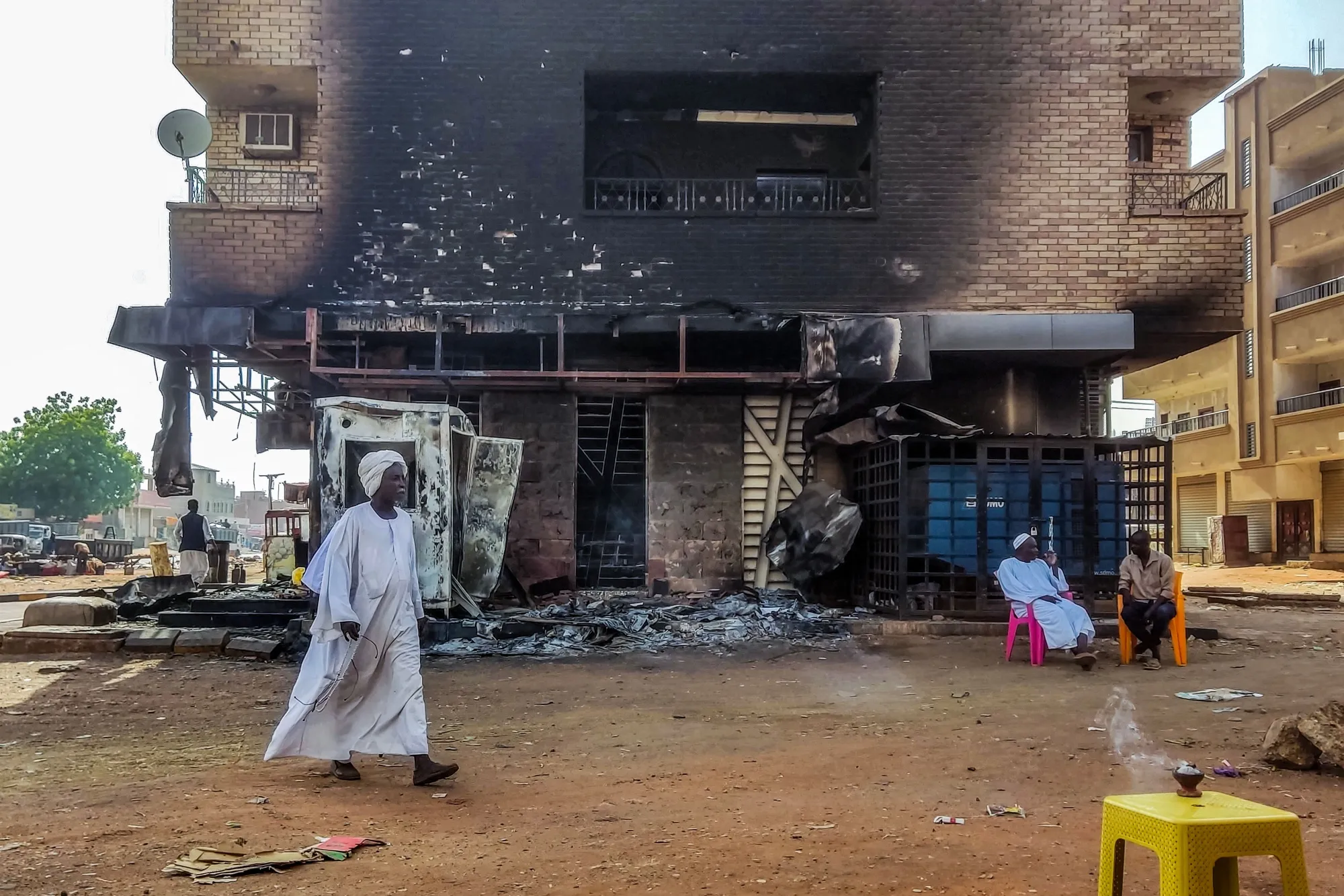 A burnt out bank branch in southern Khartoum on May 24.