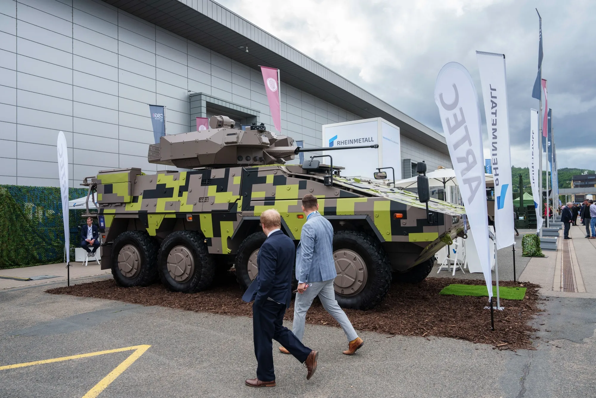 A Boxer armoured fighting vehicle at the Rheinmetall AG stand during the International Defence and Security Technologies Fair in Czech Republic, in May.