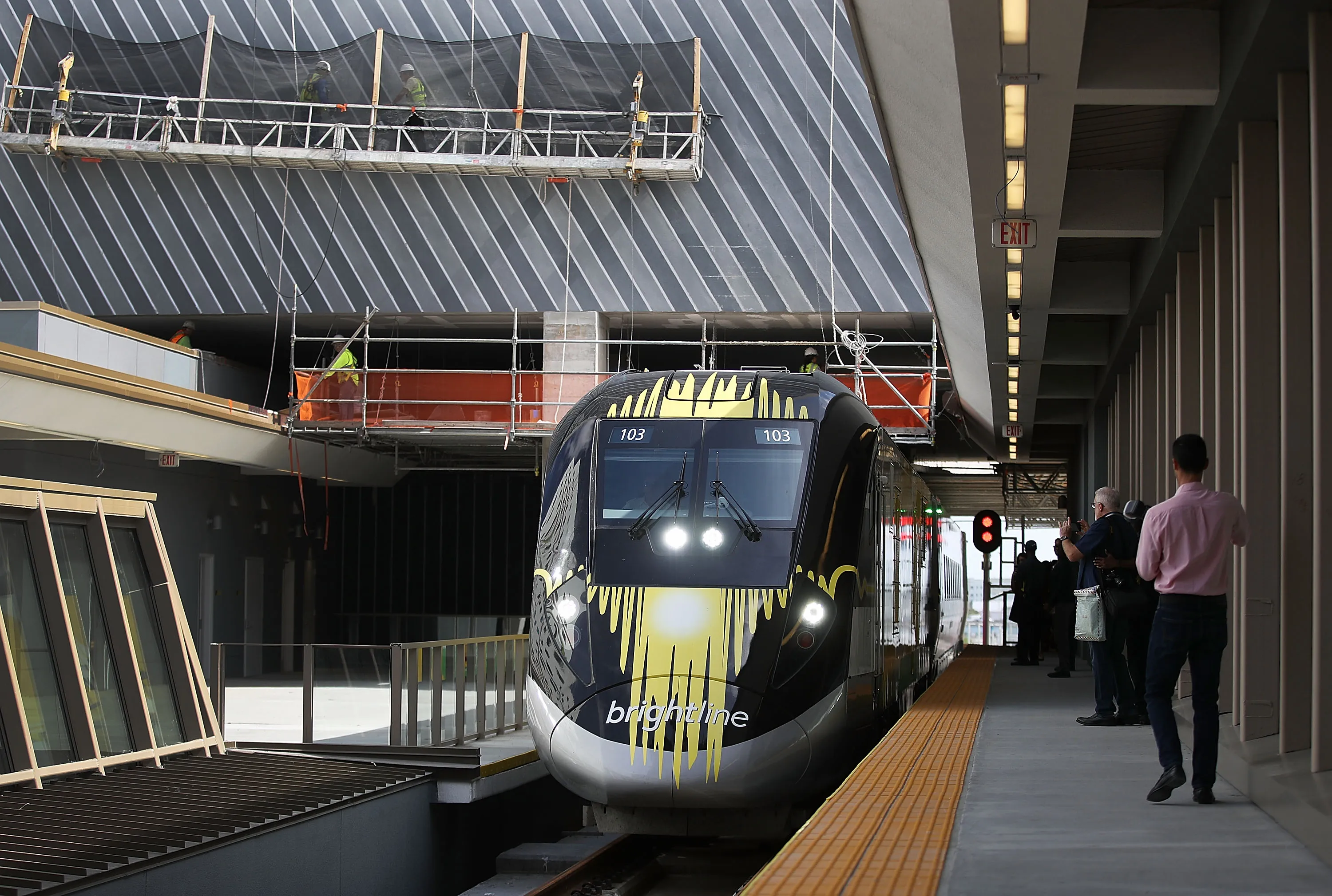 The Brightline train during its inaugural trip in 2018.