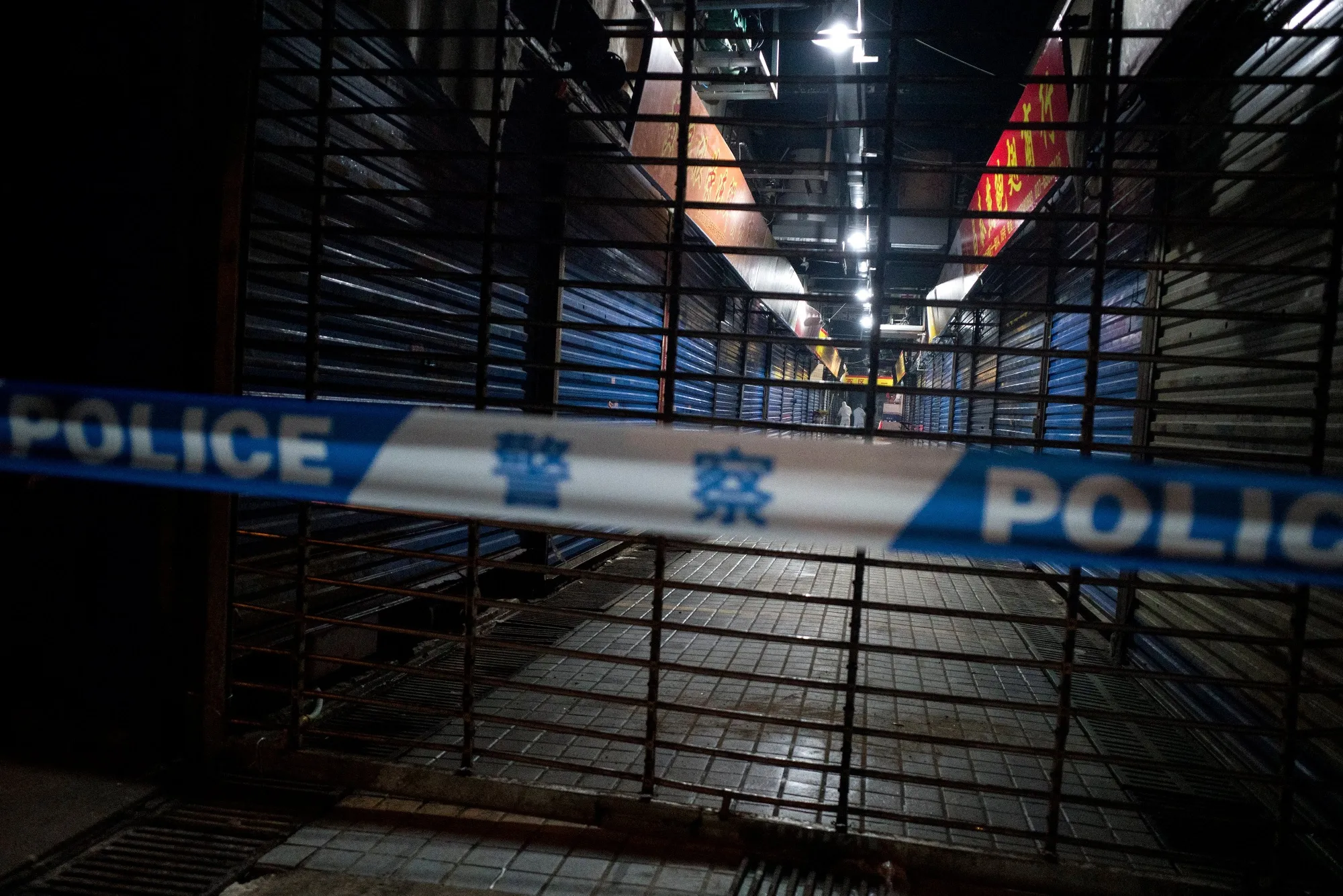 The closed Huanan seafood&nbsp;market in Wuhan, China, in January 2020. (Photo by NOEL CELIS/AFP via Getty Images)