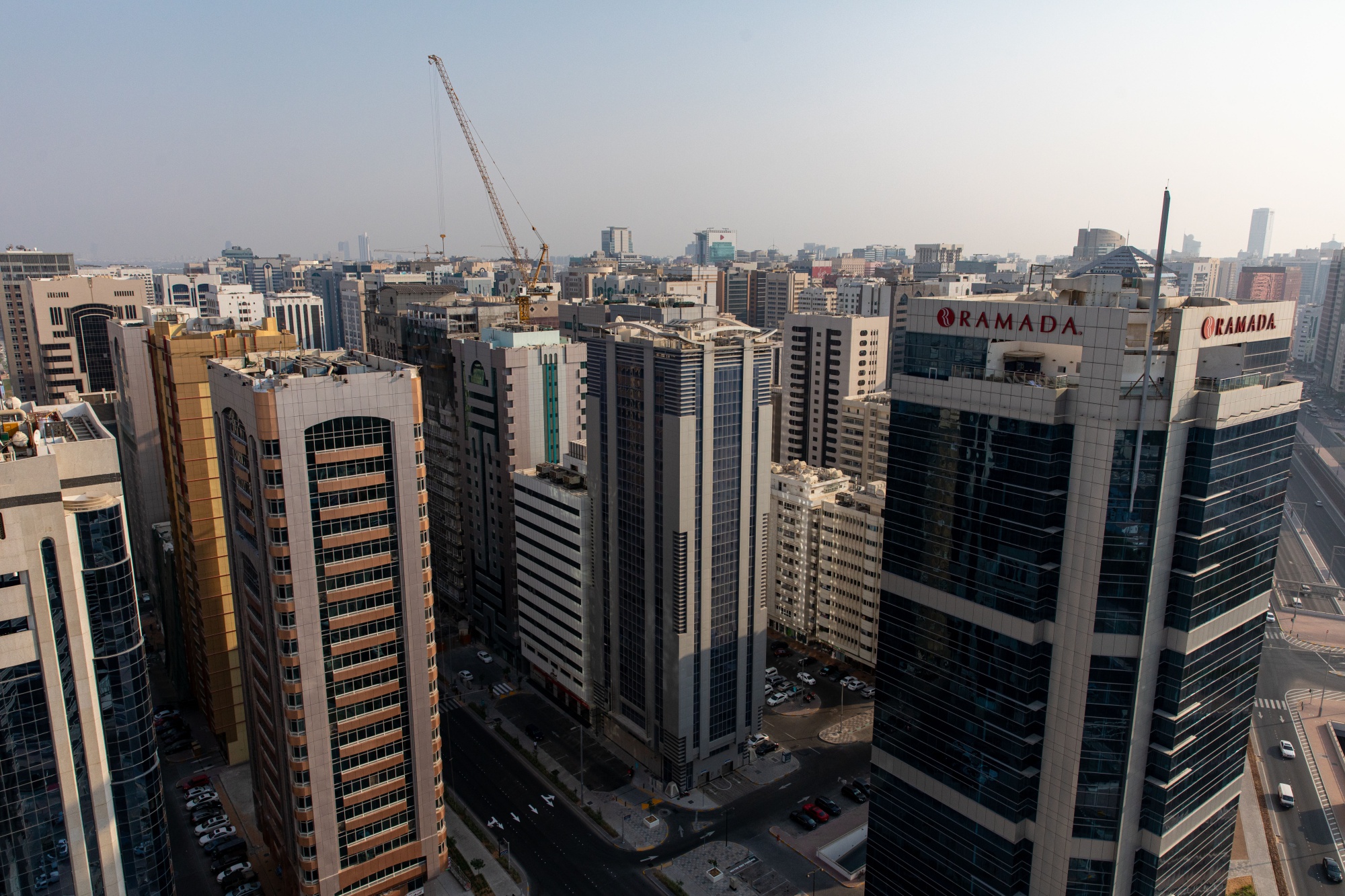 City skyline in Abu Dhabi, United Arab Emirates.