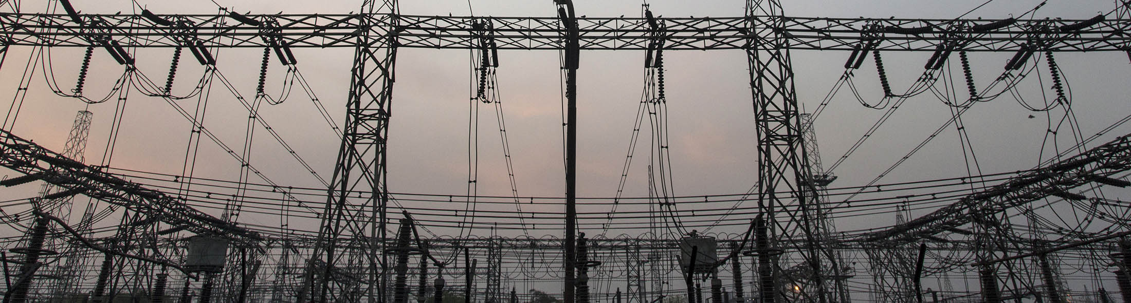 Powergrid wires at the 1500 MW PPCL Gas based power plant in Bawana, New Delhi, India on May 3, 2016.
