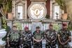 Colonel Michael Randrianirina, center, in front of the presidential palace, in Antananarivo, Madagascar, on Oct. 14.