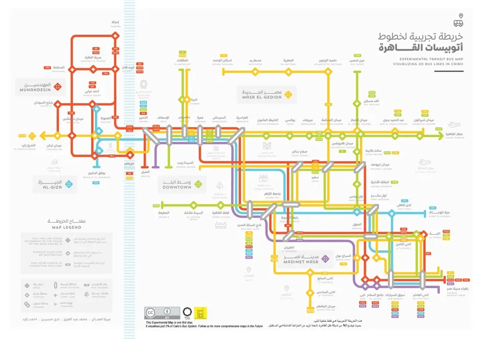One design of Cairo's government-run bus system, created by Mirna Noaman, Mohamed Abdelaziz, Nada Hussein, and Ahmed Zayed.