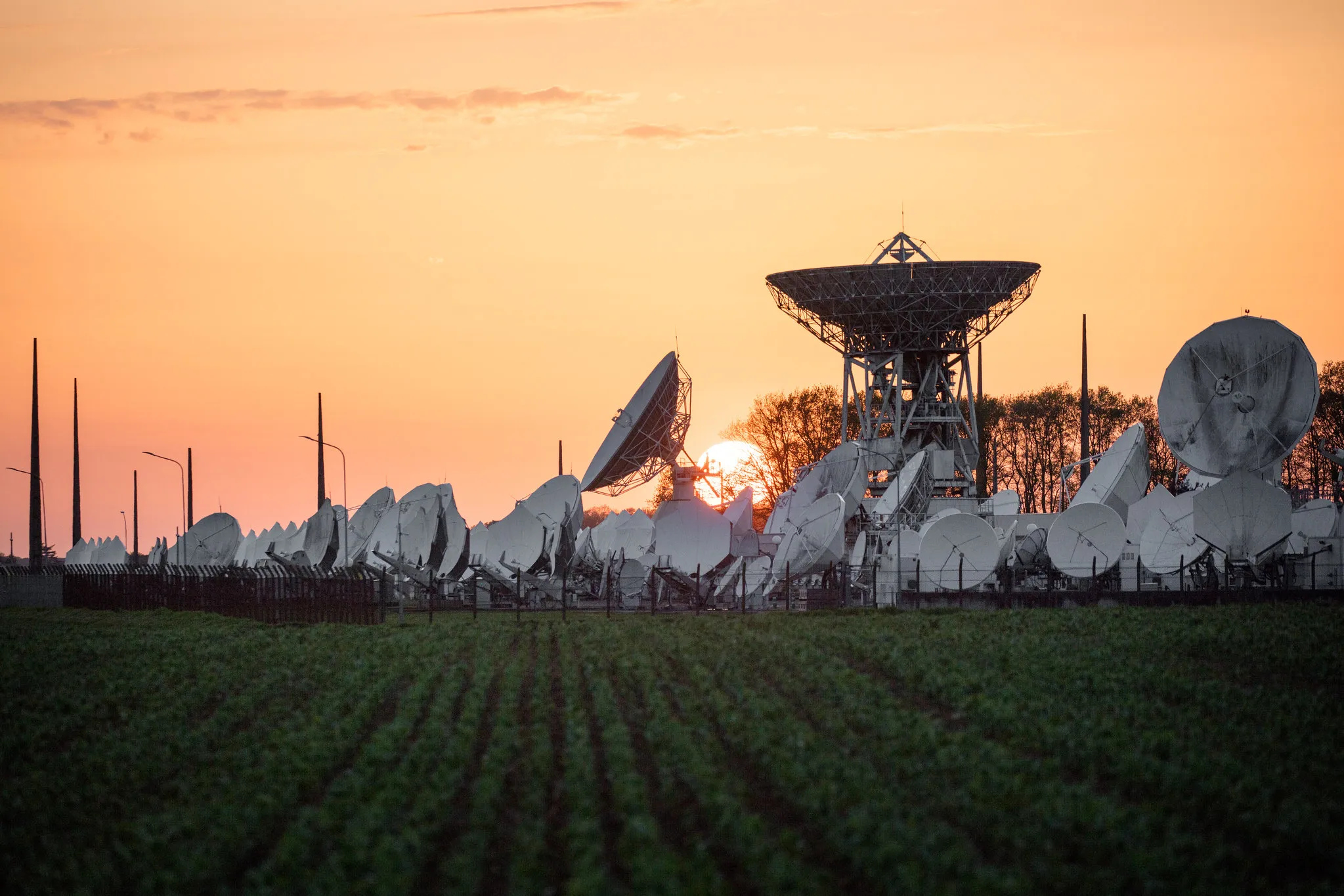 An Eutelsat satellite dish array in France.