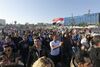 People gather at the Umayyad Square in Damascus on April 14.