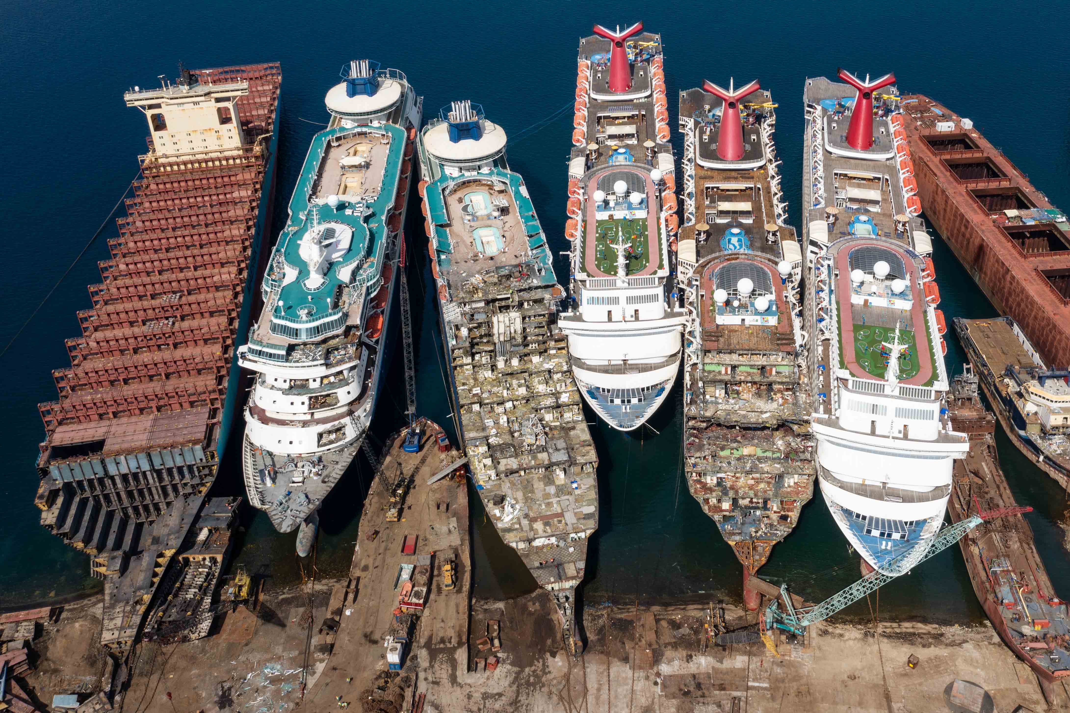 Ships being broken down for scrap metal at the Aliaga ship recycling port&nbsp;in Izmir, Turkey.&nbsp;