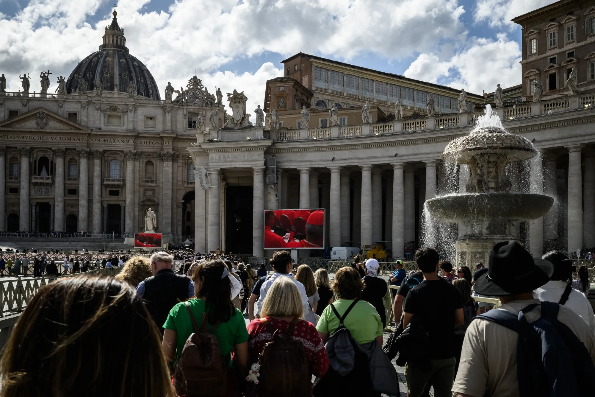Faithful gather in St Peter's Square ahead of the conclave to elect the next pope at the Vatican&nbsp;on May 7.