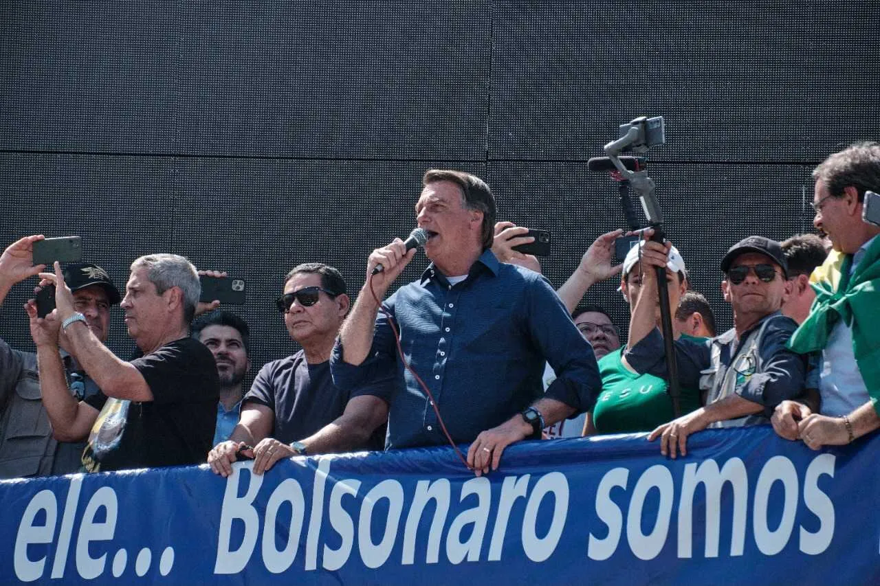 Jair Bolsonaro speaks during an Independence Day rally in Brasilia on Sept. 7.