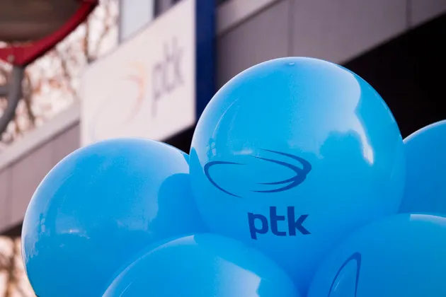 Balloons outside a PTK office in Kosovo