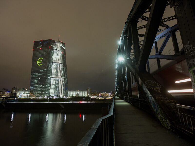 The European Central Bank's Headquarters Illuminated During Luminale Light Festival