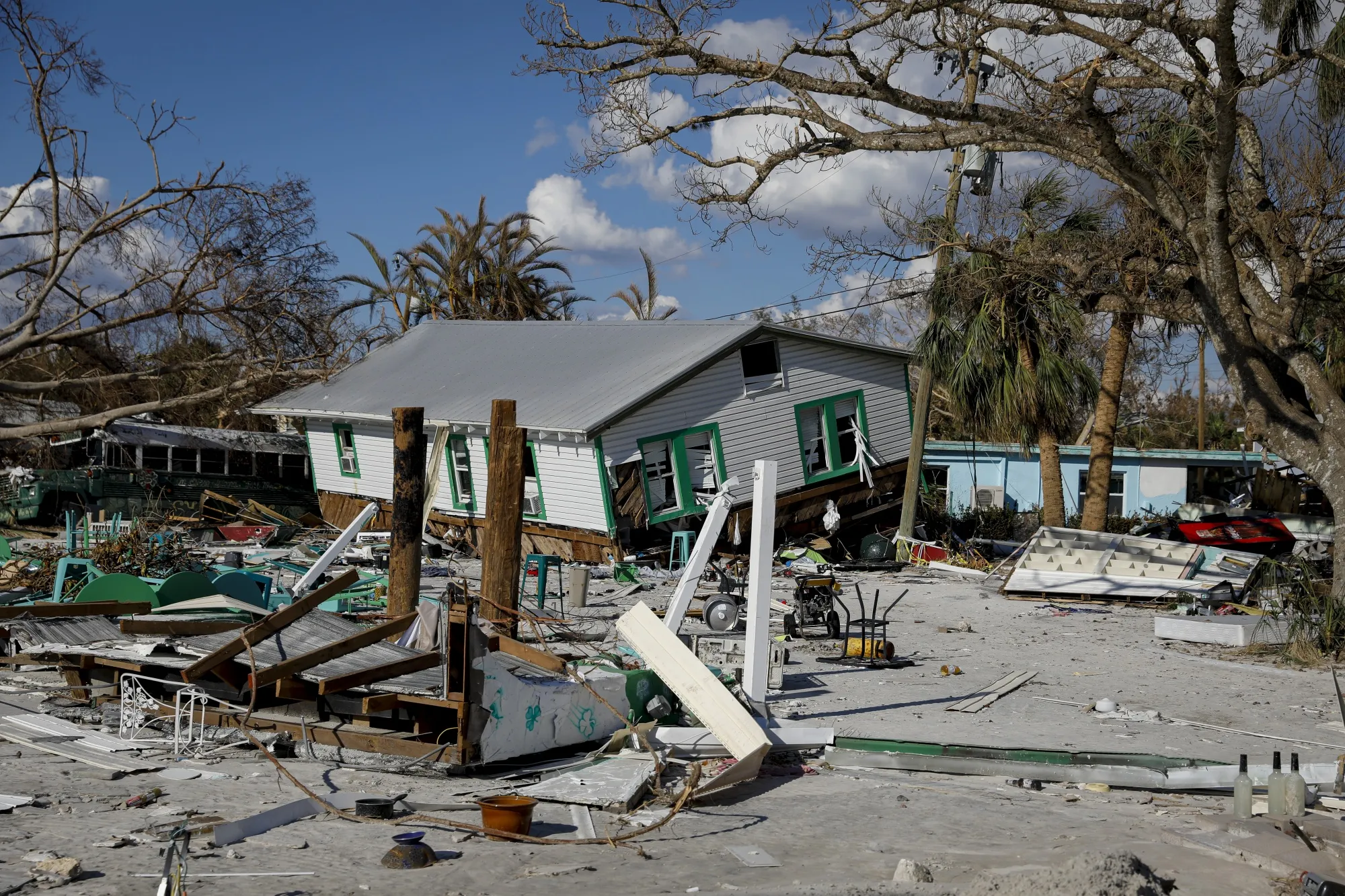 A property destroyed by Hurricane Ian in Fort Myers Beach, Florida, in October 2022.
