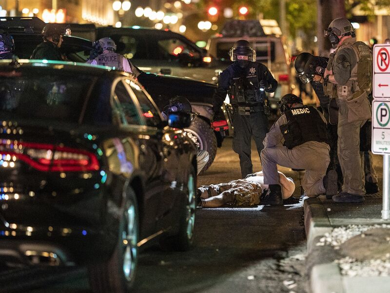 Far Right Activists Rally In Portland To Counter The Anti-Police Protesters