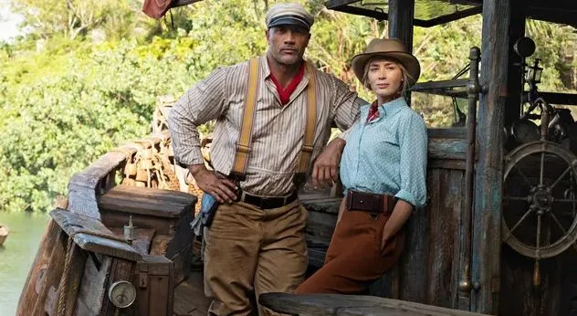 Dwayne Johnson and Emily Blunt in “Jungle Cruise.”