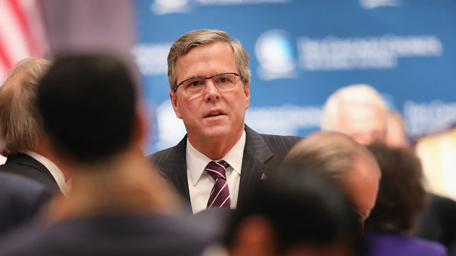 Former Florida Governor Jeb Bush speaks to guests at a luncheon hosted by the Chicago Council on Global Affairs on February 18, 2015 in Chicago, Illinois.
