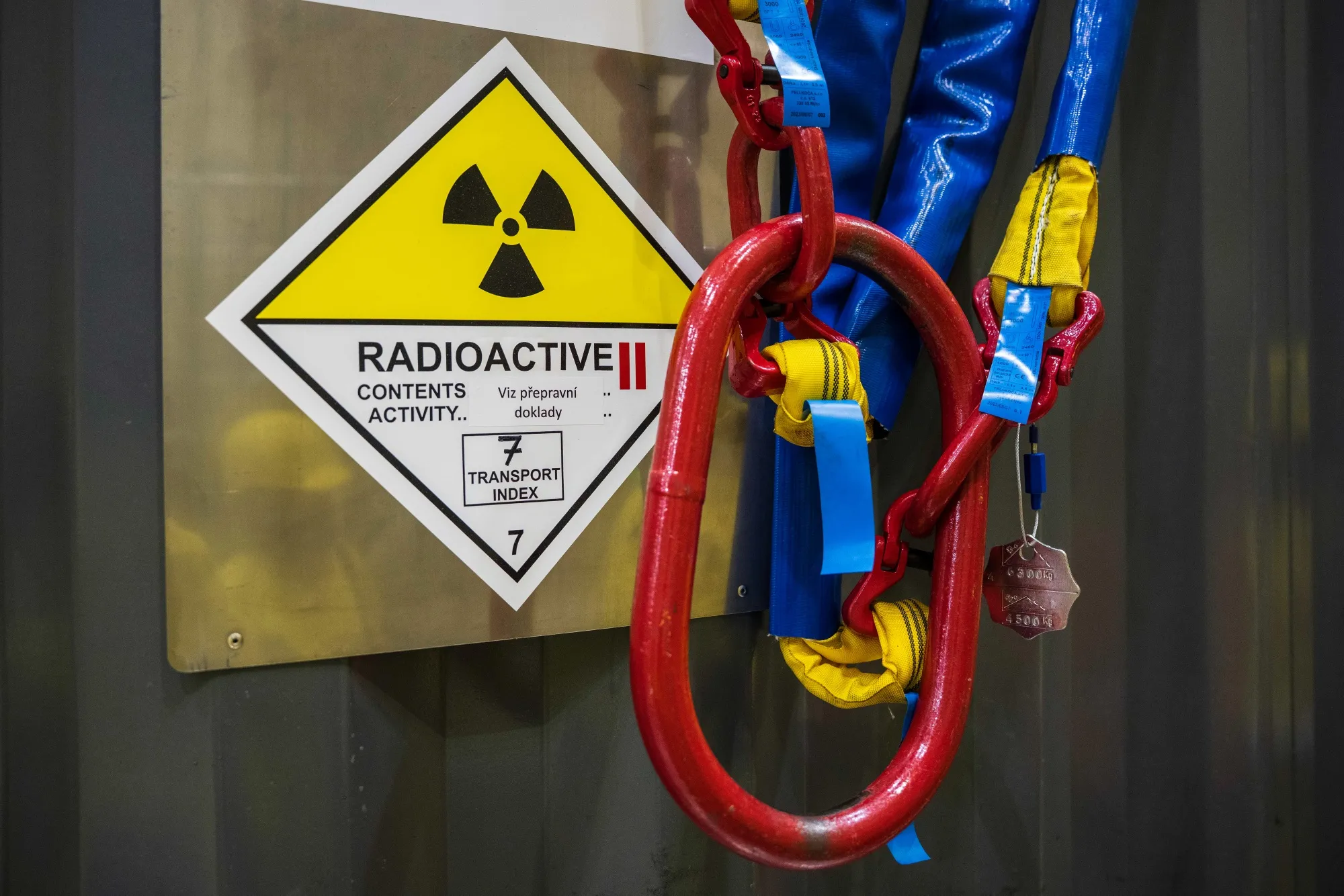 A radioactive warning sign at a nuclear power plant in the Czech Republic.