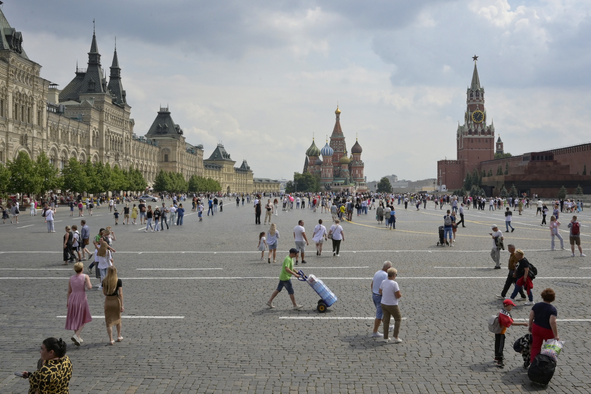 People visit Red Square in Moscow.