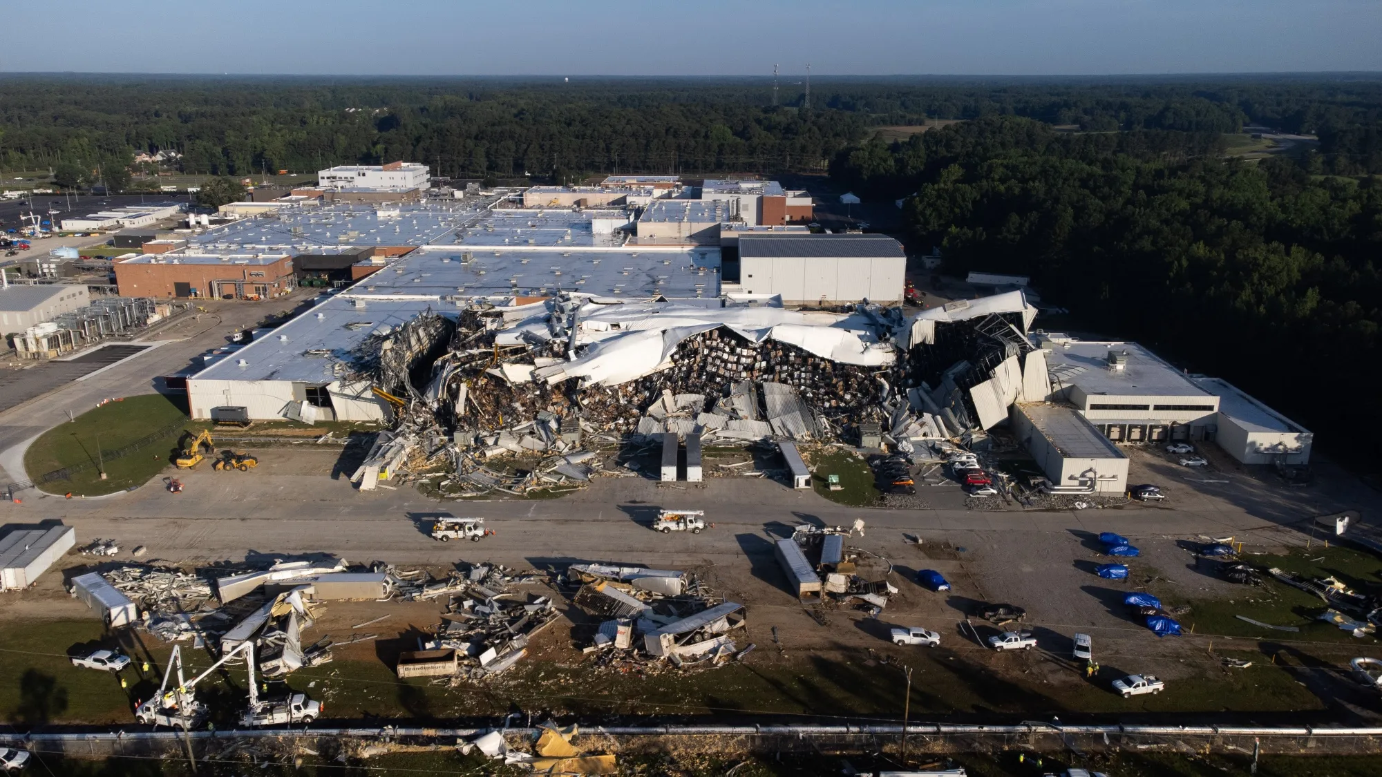 A Pfizer pharmaceutical factory after a tornado damaged the facility on July 21.