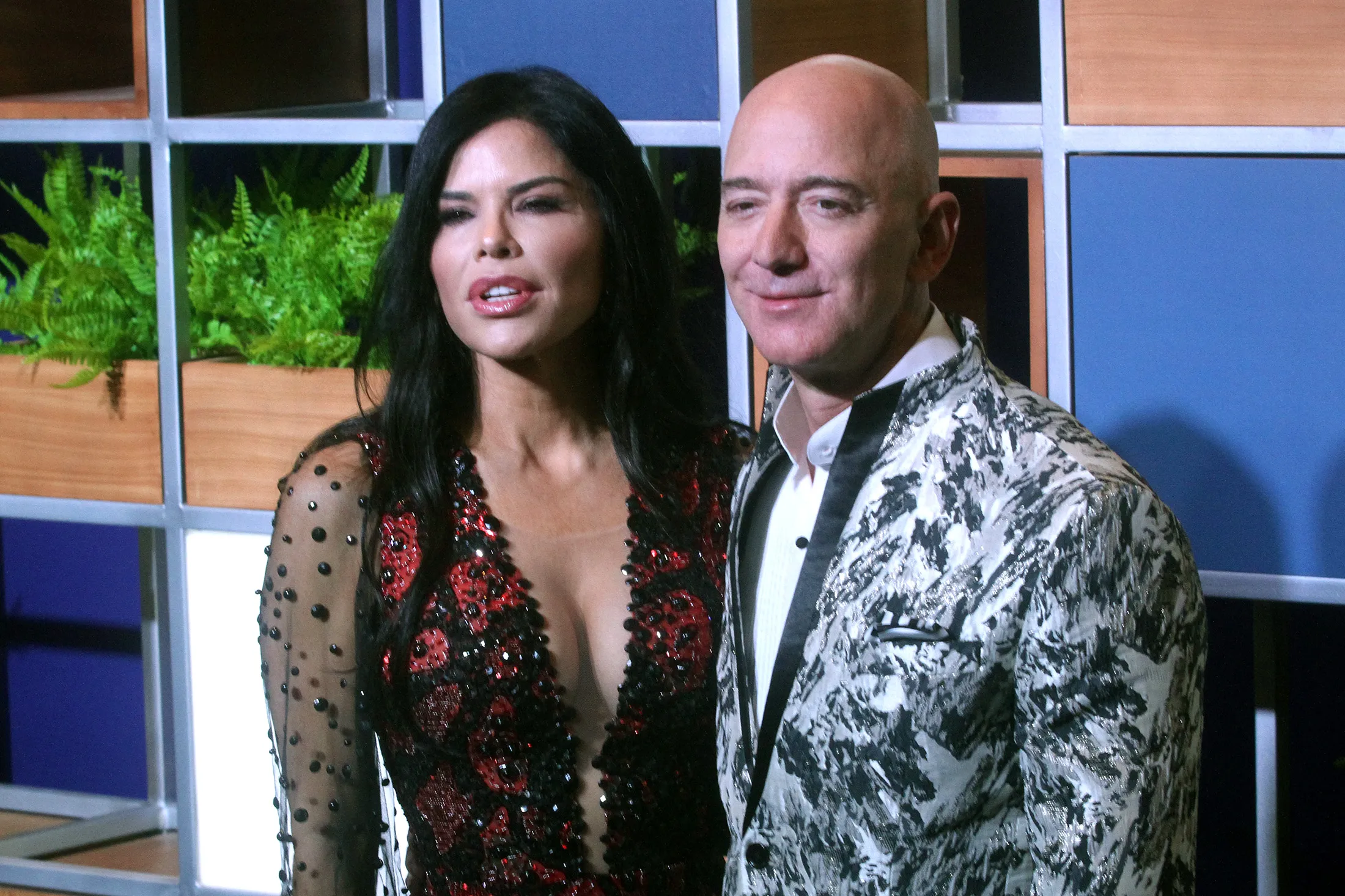 Jeff Bezos and Lauren Sanchez in Mumbai on Jan. 16.
