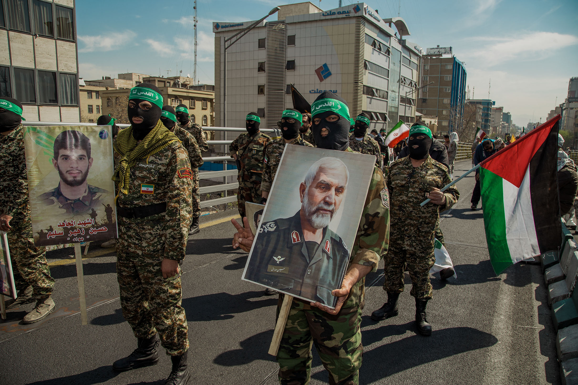 Iranians attend the funeral of seven Revolutionary Guard Corps members killed in a strike on the country's Damascus consular annex, which Tehran blamed on Israel, on April 5, 2024