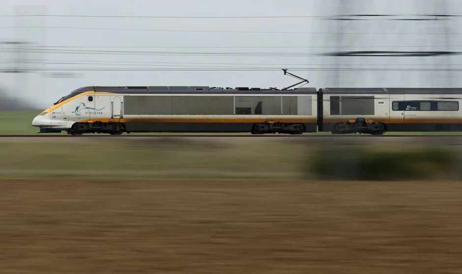 A Eurostar Train en route for London, just north of Paris