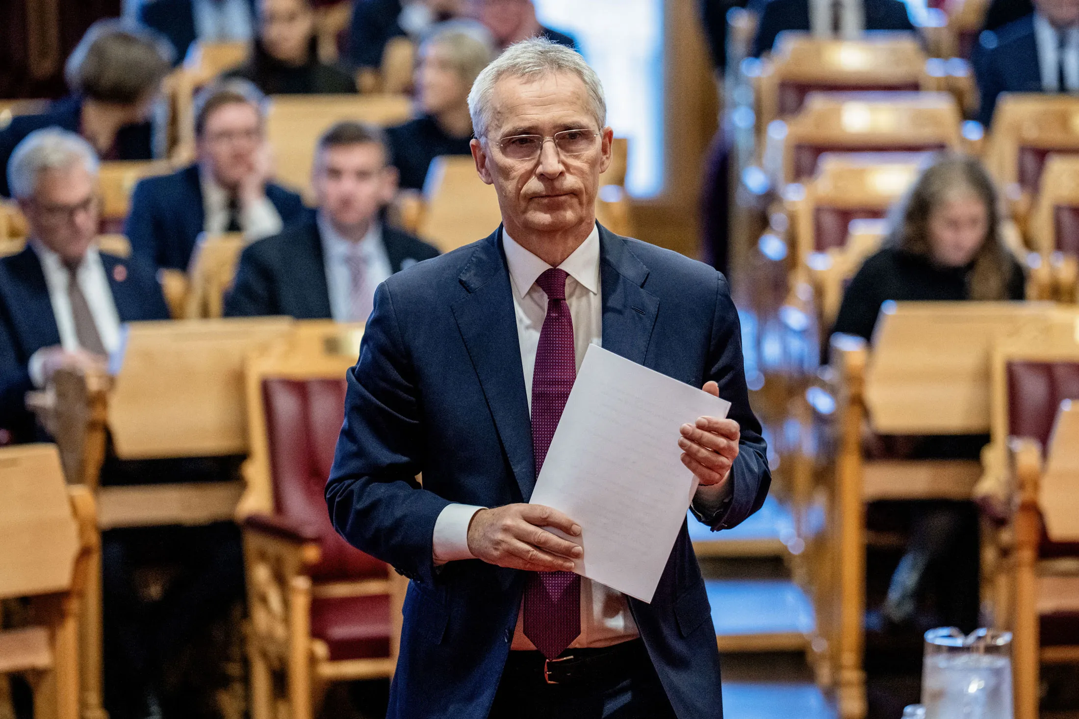 Jens Stoltenberg in parliament on Oct. 23.