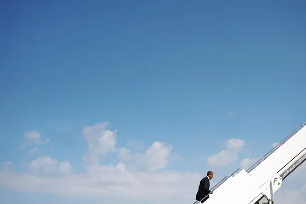 President Obama boards Air Force One on Sept. 30