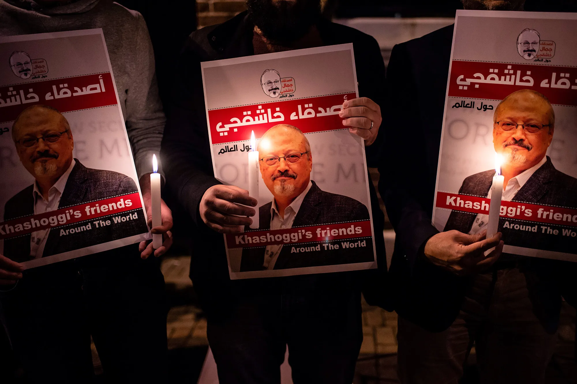 People attend a candle-lit vigil for Khashoggi outside Saudi Arabia’s consulate in Istanbul on Nov. 24, 2018.&nbsp;