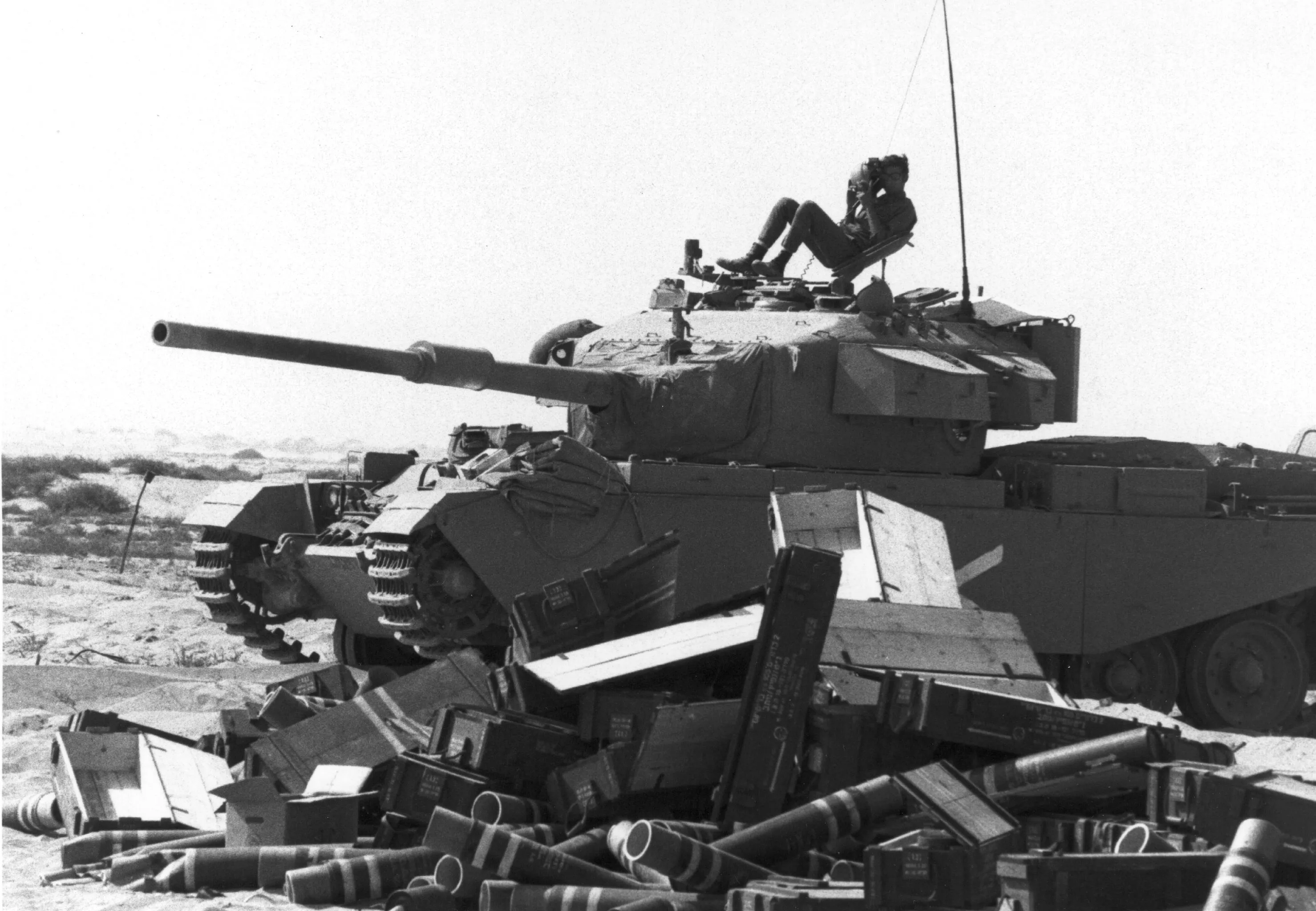 October 1973: An Israeli Centurion tank in the Sinai desert during the Yom Kippur War.