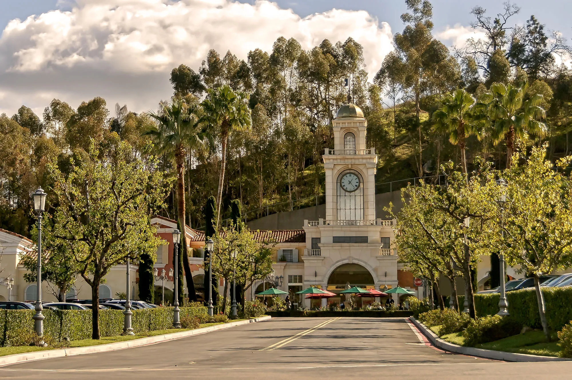 Entrance to the Commons, an upscale outdoor shopping mall in Calabasas.