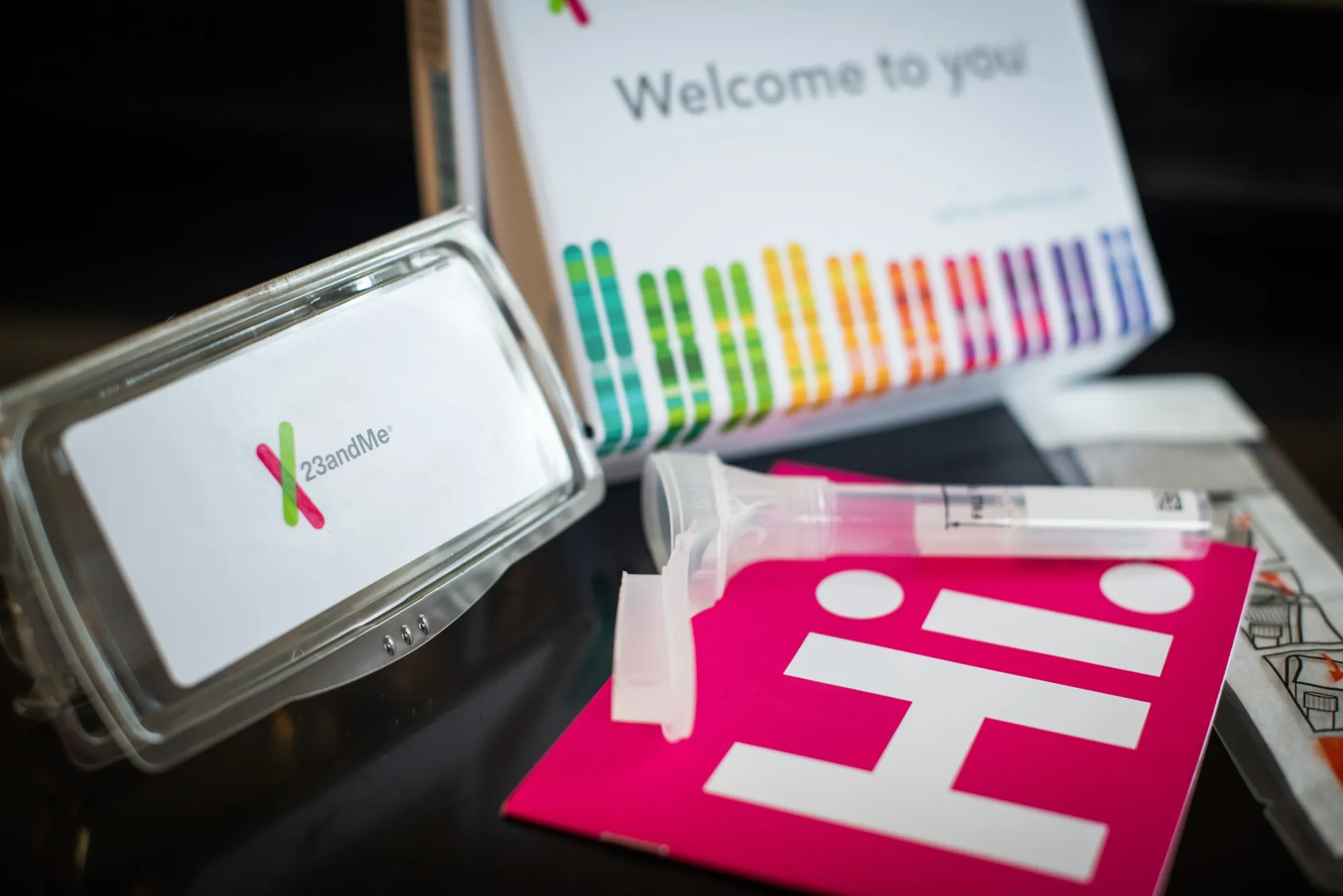 A 23andMe Ancestry + Traits Service DNA kit.