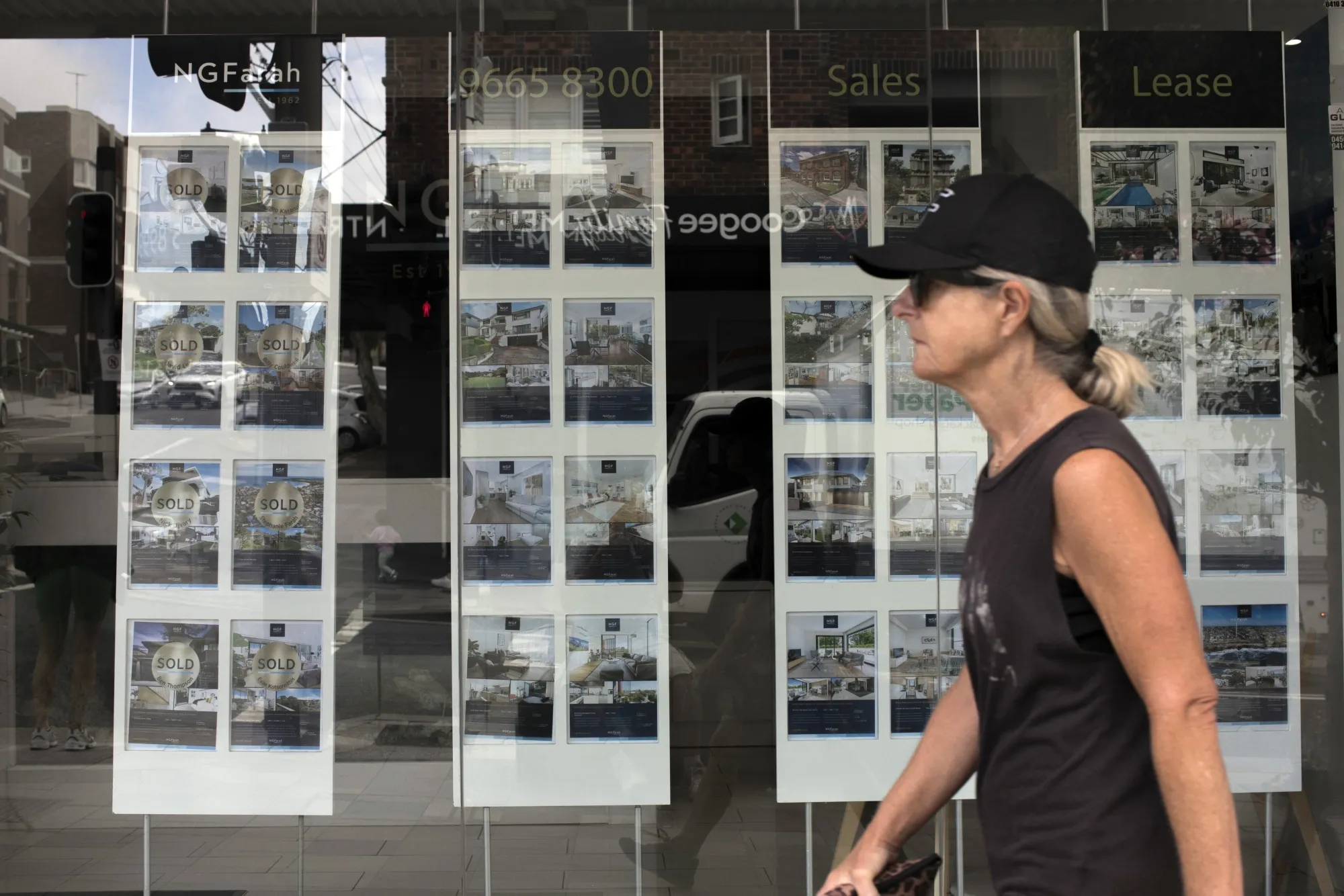Listings at a real estate agency in Sydney.