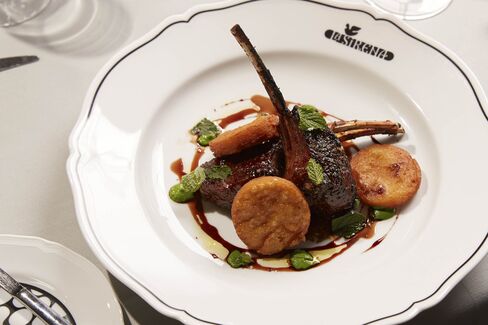 Lamb chops, with the Sicilian chickpea fritters known as panelle.