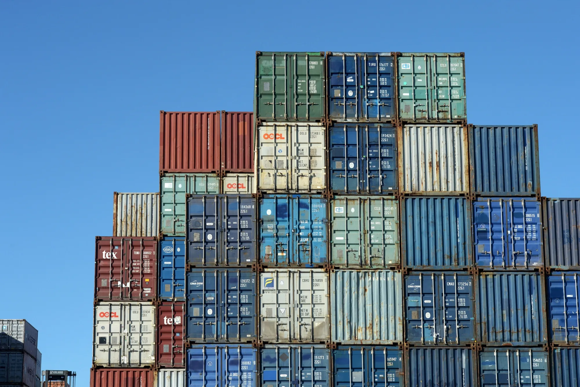 Shipping containers at on a storage lot at the Port of Brisbane in Brisbane, Australia.&nbsp;
