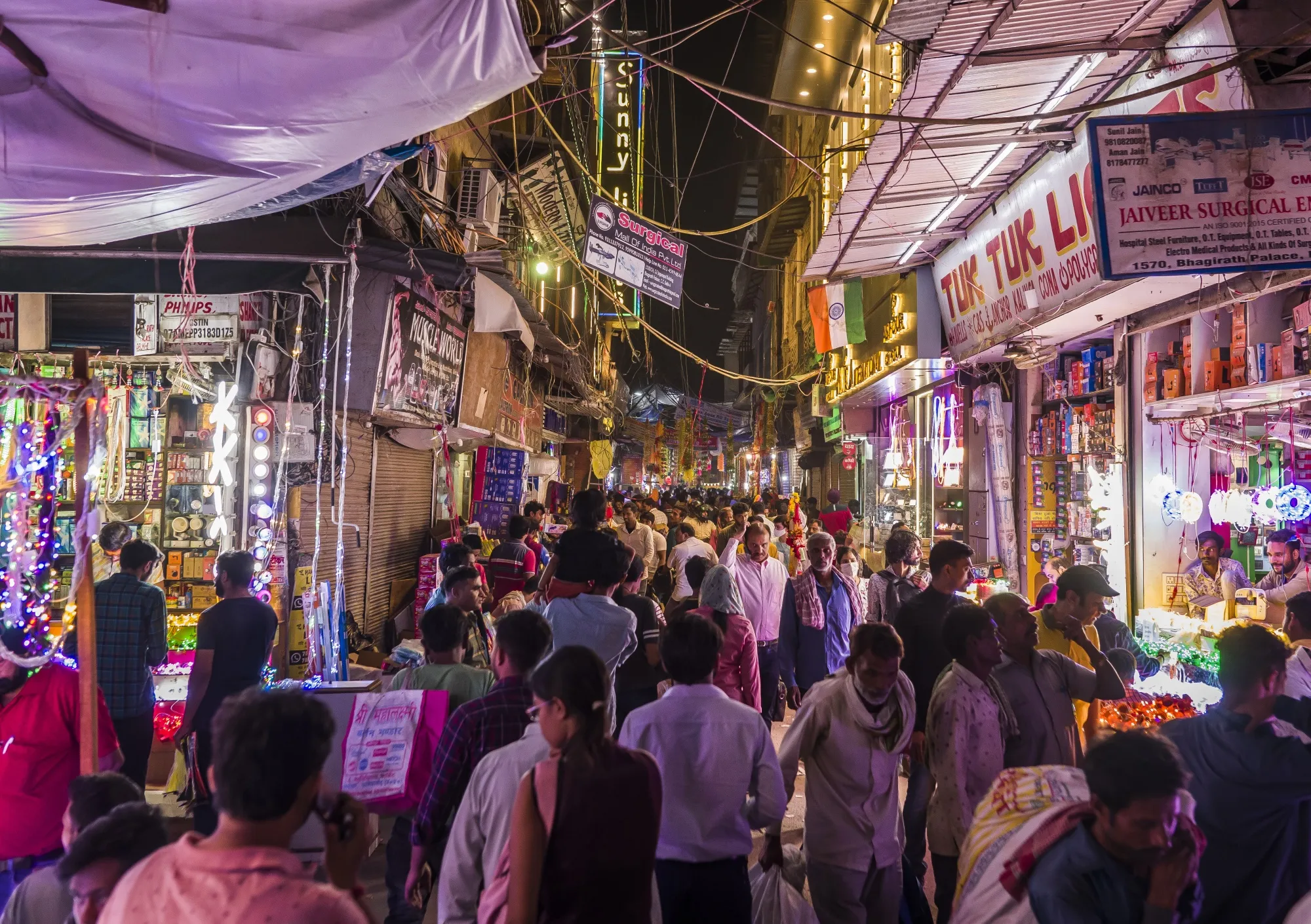 Shoppers at a market ahead of the festival of Diwali in New Delhi, earlier in October.&nbsp;