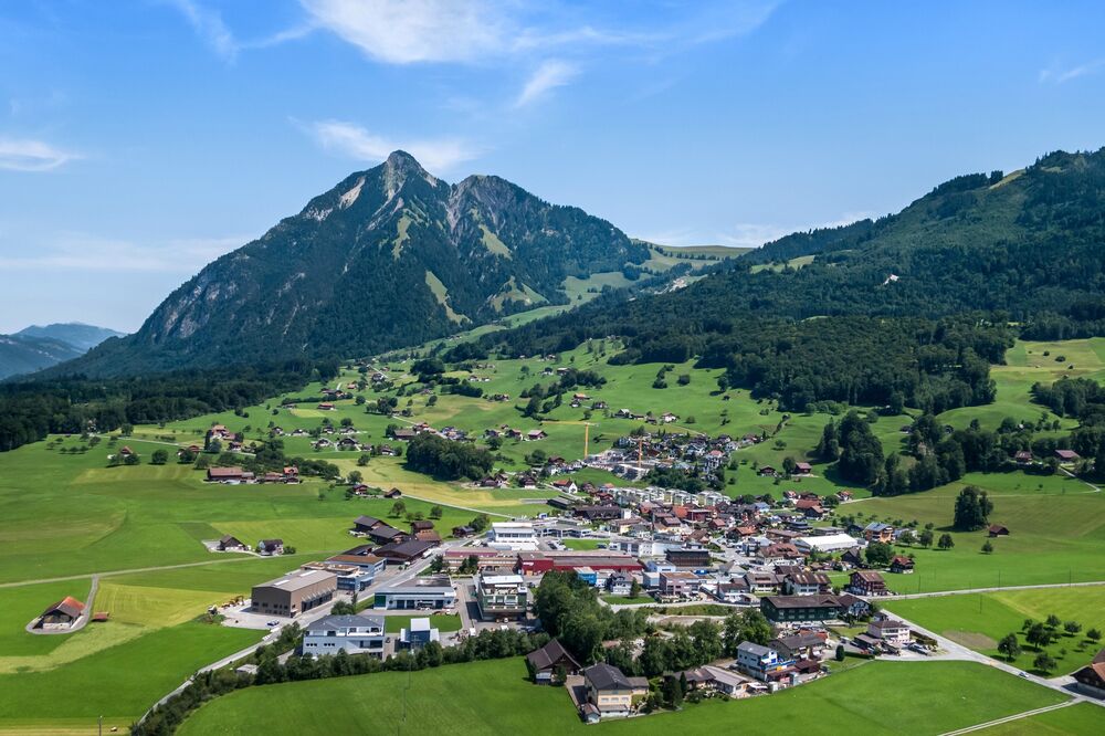 Aerial view of Stans in the canton of Nidwalden, Switzerland.