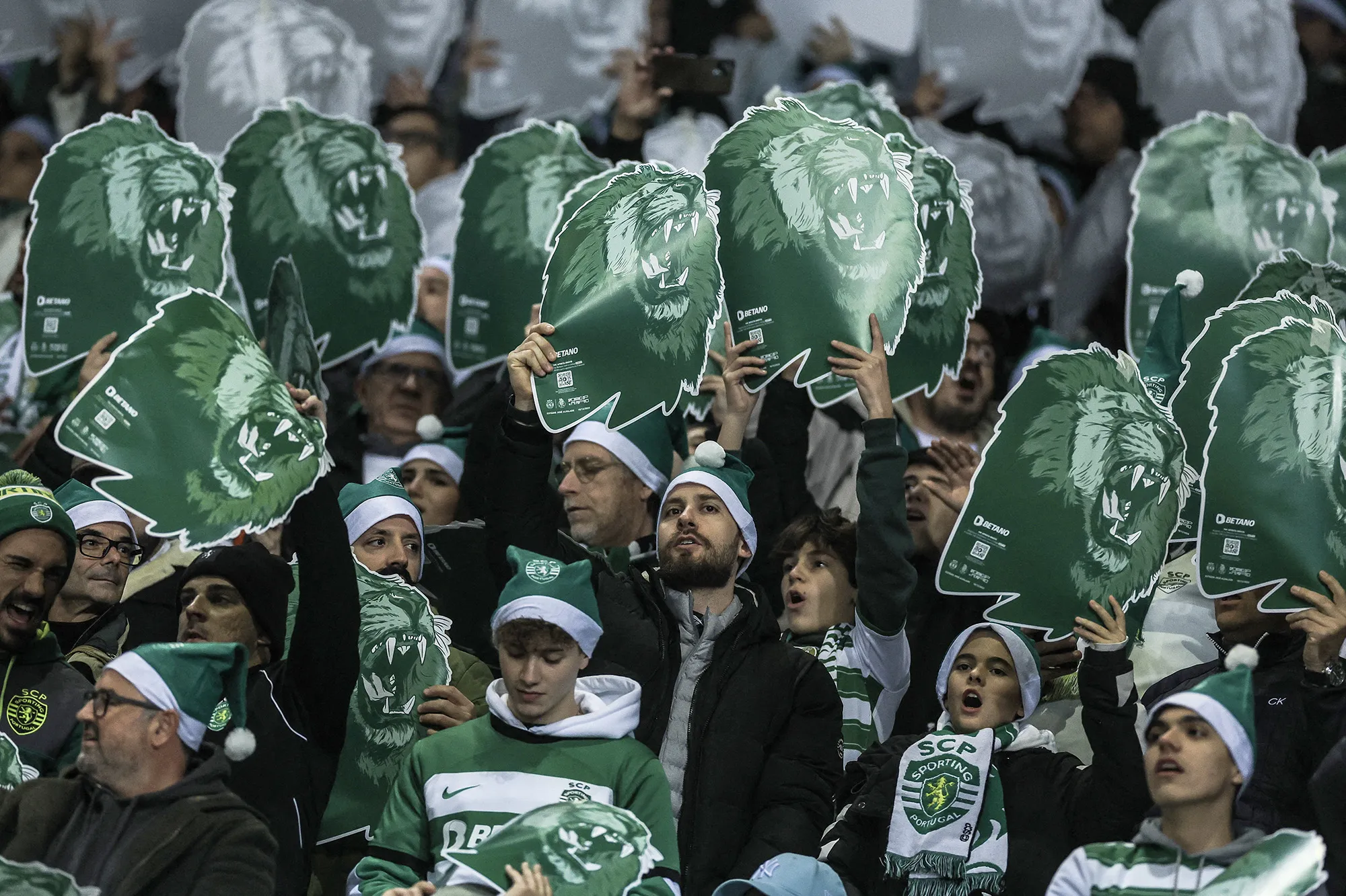 Sporting's supporters before a match between Sporting CP and FC Porto at Alvalade stadium in Lisbon.